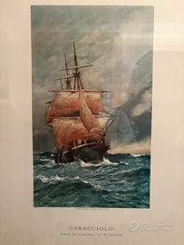 Cromolitografia nave da guerra -E. De Martino 1966