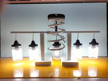 Lampadario led 5 punti luce artigianale .leggete