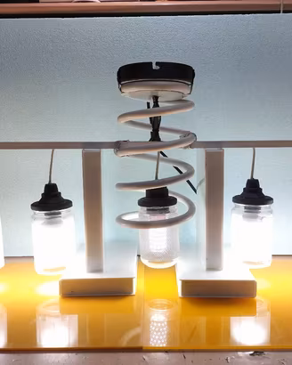 Lampadario led 5 punti luce artigianale .leggete