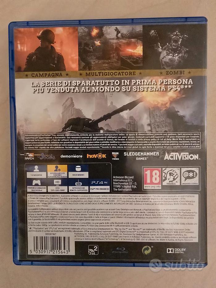 Call Of Duty WWII Per PS4 - PAL, Ottime Condizioni, Azione E Avventura Bellica