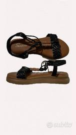 Sandali bassi Similas nero e cuoio stile boho-chic