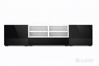 Mobile TV Moderno 240cm - Bianco/Nero Lucido - Ott