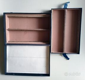 2 box portavetrini microscopio antiche vintage