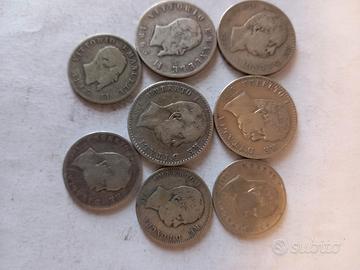 8 MONETE ARGENTO VITTORIO ,UMBERTO