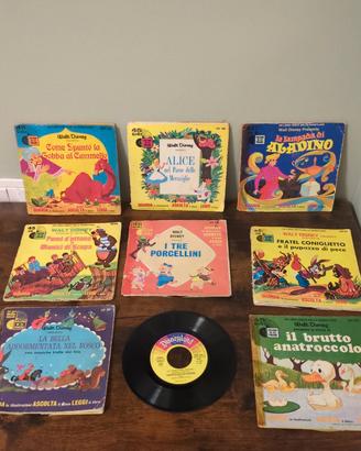 Lotto 9 vinili Walt Disney fiabe 45 giri