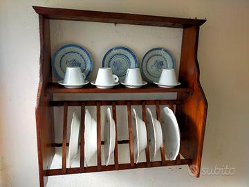 piattaia scolapiatti pensile in legno di abete 