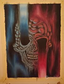 teschio dipinto a olio