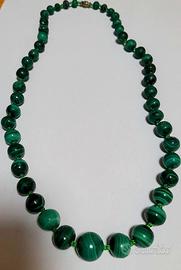 Collana vintage da collezione  Malachite naturale