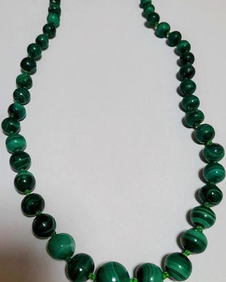 Collana vintage da collezione  Malachite naturale