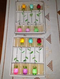 12 pezzi bastoncini da cocktail in vetro fiore