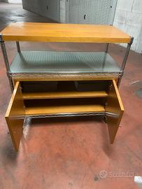 Mobile in metallo legno e vetro porta computer sta