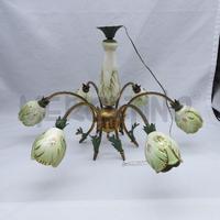 LAMPADARIO VINTAGE 6 LUCI CERAMICA VERDINO