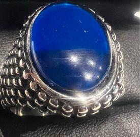 Anello biker acciaio indosabile pietra turchese