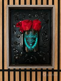 Quadro Dom Pérignon con Rose Stabilizzate