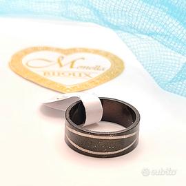 Anello acciaio uomo nero fascia misura 17 fascetta