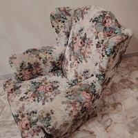 Poltrone da salotto in stoffa fiorata