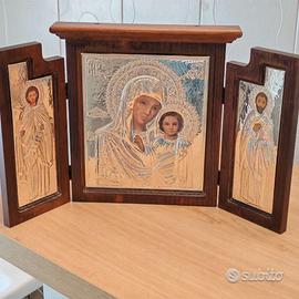 Icona argento Maria e Santi