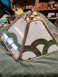 lampadario vintage vetro e ottone