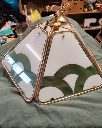 lampadario vintage vetro e ottone