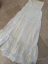 Vestito cotone a balze bianco