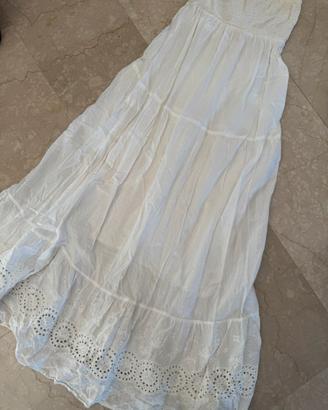 Vestito cotone a balze bianco