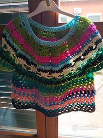 Maglia misto lana lavorazione a uncinetto multicol