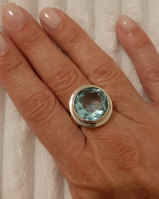 Anello argento 925 con topazio azzurro