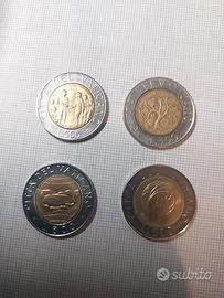 Lotto 4 monete da 500 lire Vaticano 83 89 92 94