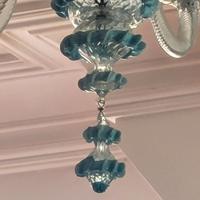 Lampadario inizio 900 a 6 lampade azzurro