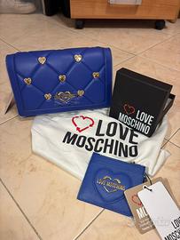 borsa love moschino blu + portacarte nuovo