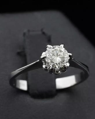 ANELLO SOLITARIO ORO BIANCO 18KT BRILLANTE 0.65 CT