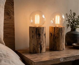 stupenda coppia lampade in castagno massello 