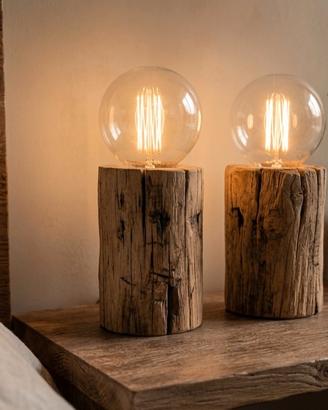 stupenda coppia lampade in castagno massello 