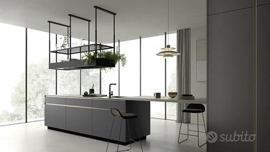 Cucina 3 colonne+angolo+isola | 7,55m come disegno