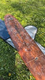 Tavola surf longboard Ride 9’6” wood look + sacca
