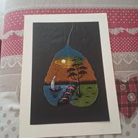 2 pitture su foglia sacra