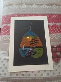 2 pitture su foglia sacra