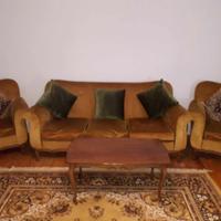 Salotto vintage anni 60-70 in legno e velluto