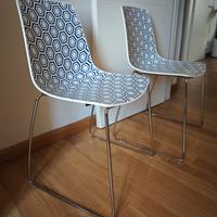 6 sedie design bianco e blu