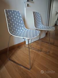 6 sedie design bianco e blu