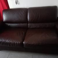 Divano letto in pelle marrone 180 x 95