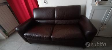 Divano letto in pelle marrone 180 x 95