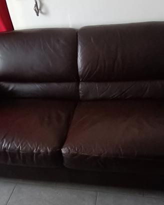 Divano letto in pelle marrone 180 x 95