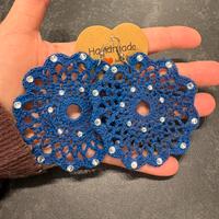 Orecchini grandi handmade blu elettrico con strass