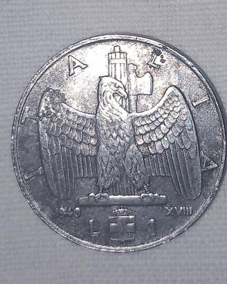 Moneta Antica 1 Lira Vittorio Emanuele III 