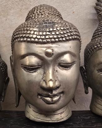 Tris Teste Buddha in metallo - Arredo Zen Design