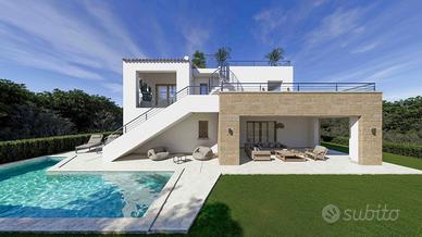 Eleganti ville in bifamiliare con giardino e pisci