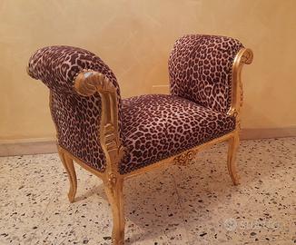 Panca Divano Leopardato Barocco Oro