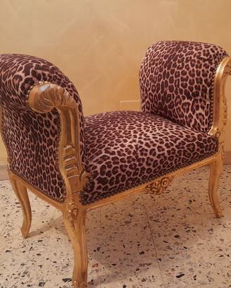 Panca Divano Leopardato Barocco Oro