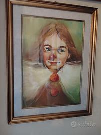 Quadro vintage "Pagliaccio" dipinto a mano - 30x50